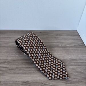 Battistoni Tie Brown Flower 1048 100% Silk